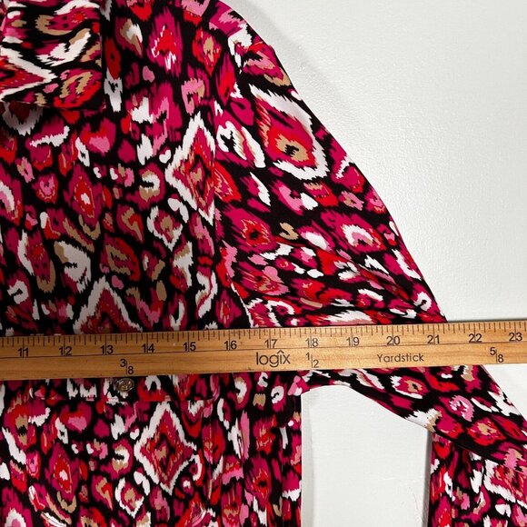 Jude Connally Dress Womens Small Red Geometric Jersey Gold Buttons Midi - Picture 5 of 6